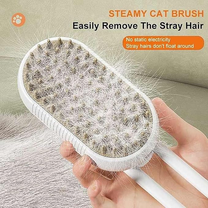 3-in-1 Steam Brush for Dogs & Cats – Electric Grooming Comb with Massage & Water Spray
