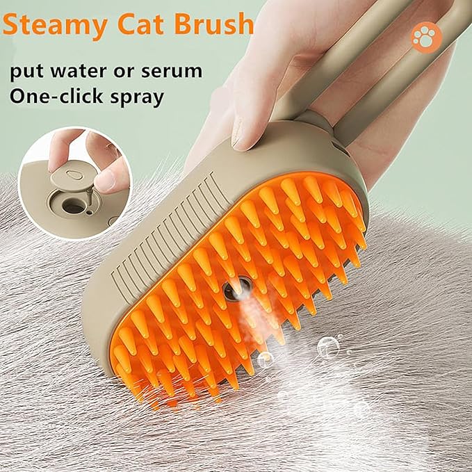 3-in-1 Steam Brush for Dogs & Cats – Electric Grooming Comb with Massage & Water Spray