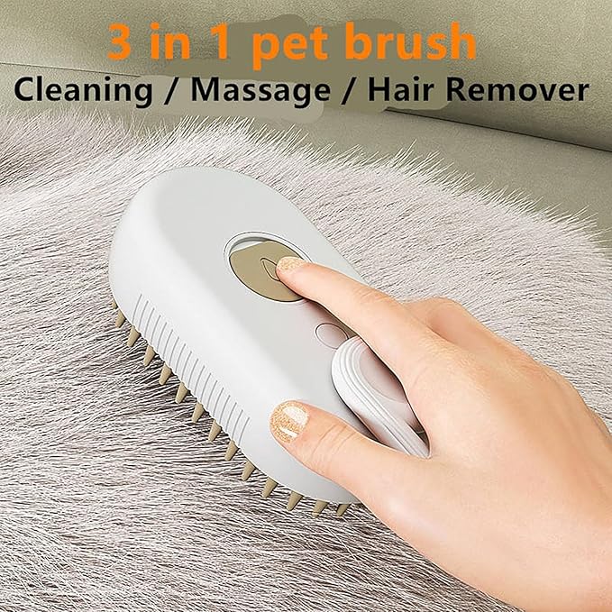 3-in-1 Steam Brush for Dogs & Cats – Electric Grooming Comb with Massage & Water Spray