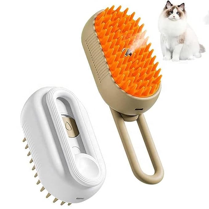 3-in-1 Steam Brush for Dogs & Cats – Electric Grooming Comb with Massage & Water Spray